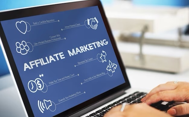 Laptop on the screen with the inscription affiliate marketing